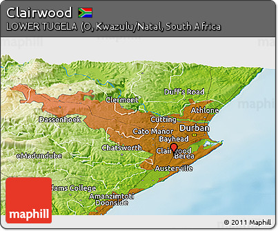 Physical Panoramic Map of Clairwood