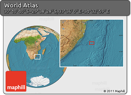 Satellite Location Map of the Area around 29° 54' 34" S, 34° 4' 30" E