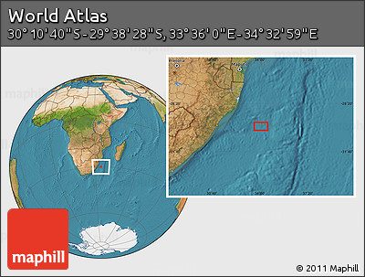 Satellite Location Map of the Area around 29° 54' 34" S, 34° 4' 30" E