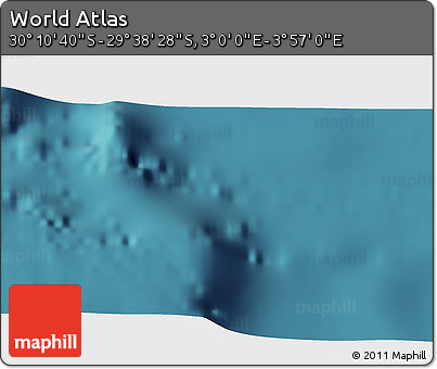 Satellite 3D Map of the Area around 29° 54' 34" S, 3° 28' 30" E