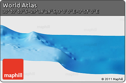 Physical Panoramic Map of the Area around 29° 54' 34" S, 3° 28' 30" E