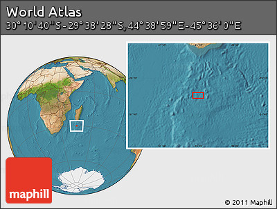 Satellite Location Map of the Area around 29° 54' 34" S, 45° 7' 30" E