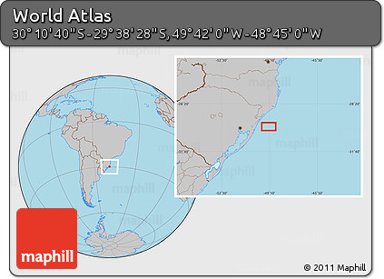 Gray Location Map of the Area around 29° 54' 34" S, 49° 13' 30" W