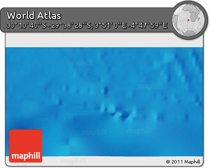 Shaded Relief 3D Map of the Area around 29° 54' 34" S, 4° 19' 30" E