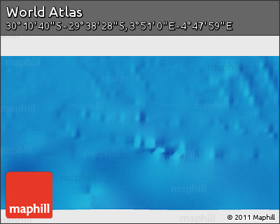 Shaded Relief 3D Map of the Area around 29° 54' 34" S, 4° 19' 30" E