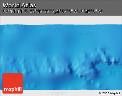 Physical 3D Map of the Area around 29° 54' 34" S, 4° 10' 30" W
