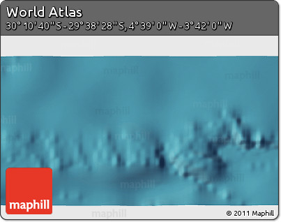 Satellite 3D Map of the Area around 29° 54' 34" S, 4° 10' 30" W