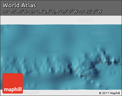 Satellite 3D Map of the Area around 29° 54' 34" S, 4° 10' 30" W