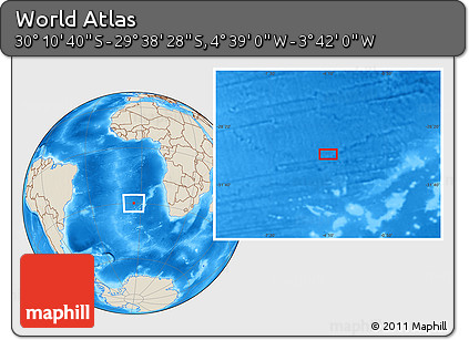 Shaded Relief Location Map of the Area around 29° 54' 34" S, 4° 10' 30" W