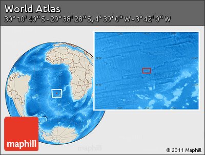 Shaded Relief Location Map of the Area around 29° 54' 34" S, 4° 10' 30" W