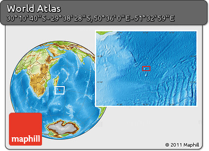 Physical Location Map of the Area around 29° 54' 34" S, 51° 4' 30" E