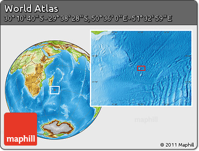 Physical Location Map of the Area around 29° 54' 34" S, 51° 4' 30" E