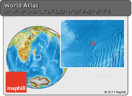 Physical Location Map of the Area around 29° 54' 34" S, 52° 46' 29" E