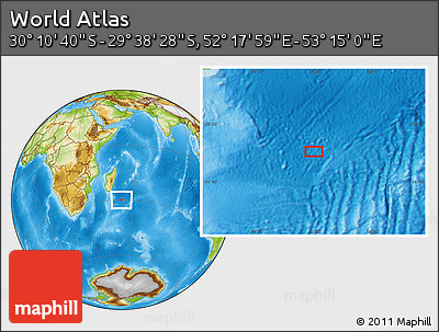 Physical Location Map of the Area around 29° 54' 34" S, 52° 46' 29" E