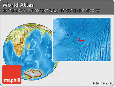 Physical Location Map of the Area around 29° 54' 34" S, 52° 46' 29" E