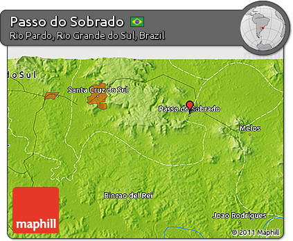 Physical 3D Map of Passo Do Sobrado