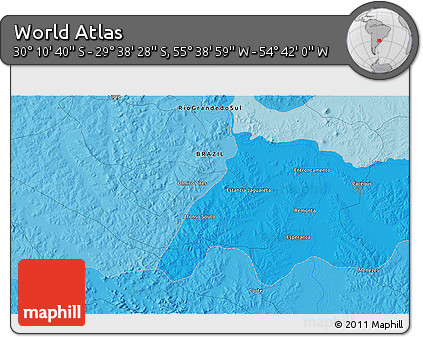 Political 3D Map of the Area around 29° 54' 34" S, 55° 10' 29" W