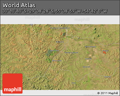 Satellite 3D Map of the Area around 29° 54' 34" S, 55° 10' 29" W