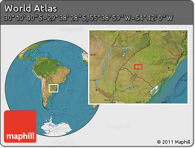 Satellite Location Map of the Area around 29° 54' 34" S, 55° 10' 29" W