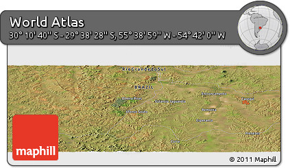 Satellite Panoramic Map of the Area around 29° 54' 34" S, 55° 10' 29" W