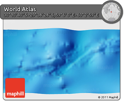 Physical 3D Map of the Area around 29° 54' 34" S, 59° 34' 30" E