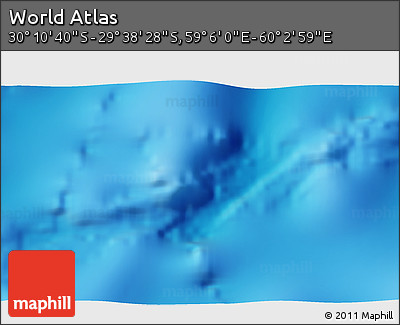 Physical 3D Map of the Area around 29° 54' 34" S, 59° 34' 30" E