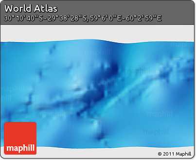 Physical 3D Map of the Area around 29° 54' 34" S, 59° 34' 30" E