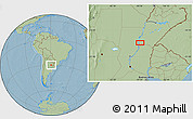 Savanna Style Location Map of the area around 29° 54' 34" S, 59° 25' 29" W, hill shading