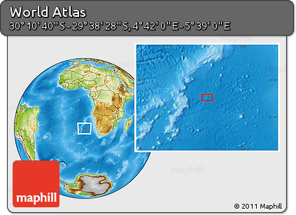 Physical Location Map of the Area around 29° 54' 34" S, 5° 10' 30" E