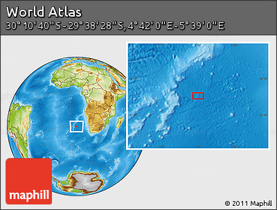 Physical Location Map of the Area around 29° 54' 34" S, 5° 10' 30" E