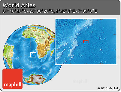 Physical Location Map of the Area around 29° 54' 34" S, 5° 10' 30" E