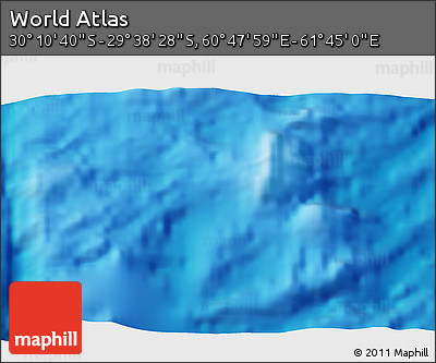 Physical 3D Map of the Area around 29° 54' 34" S, 61° 16' 29" E