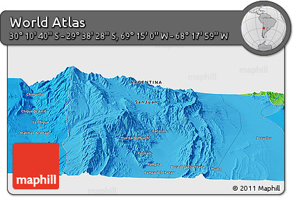 Political Panoramic Map of the Area around 29° 54' 34" S, 68° 46' 30" W