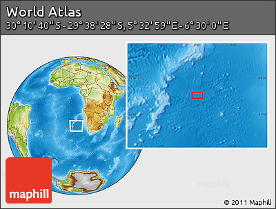 Physical Location Map of the Area around 29° 54' 34" S, 6° 1' 30" E