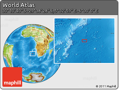 Physical Location Map of the Area around 29° 54' 34" S, 6° 1' 30" E