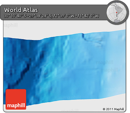 Shaded Relief 3D Map of the Area around 29° 54' 34" S, 72° 10' 30" W