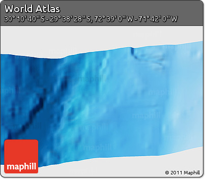 Shaded Relief 3D Map of the Area around 29° 54' 34" S, 72° 10' 30" W