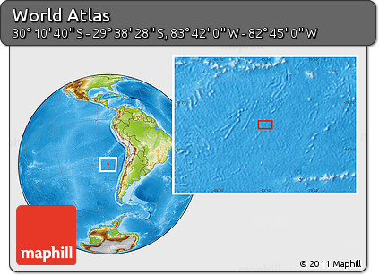 Physical Location Map of the Area around 29° 54' 34" S, 83° 13' 29" W