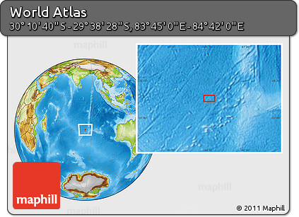 Physical Location Map of the Area around 29° 54' 34" S, 84° 13' 29" E