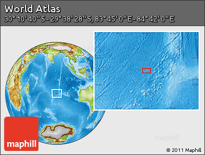 Physical Location Map of the Area around 29° 54' 34" S, 84° 13' 29" E