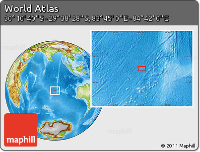 Physical Location Map of the Area around 29° 54' 34" S, 84° 13' 29" E