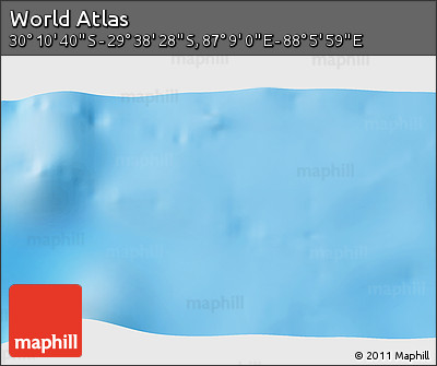 Physical 3D Map of the Area around 29° 54' 34" S, 87° 37' 30" E