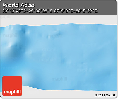 Physical 3D Map of the Area around 29° 54' 34" S, 87° 37' 30" E