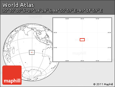 Blank Location Map of the Area around 29° 54' 34" S, 89° 19' 29" E