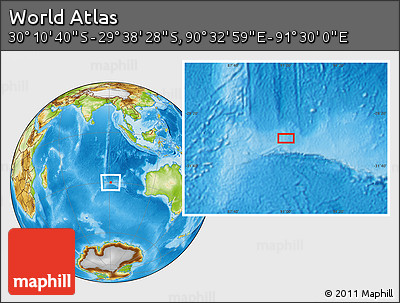 Physical Location Map of the Area around 29° 54' 34" S, 91° 1' 30" E