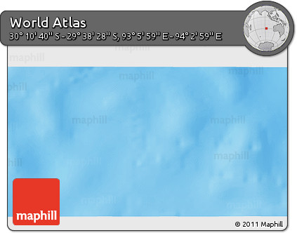 Shaded Relief 3D Map of the Area around 29° 54' 34" S, 93° 34' 29" E