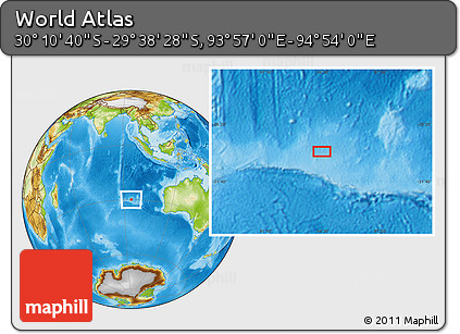 Physical Location Map of the Area around 29° 54' 34" S, 94° 25' 30" E