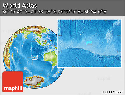 Physical Location Map of the Area around 29° 54' 34" S, 94° 25' 30" E