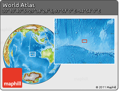 Physical Location Map of the Area around 29° 54' 34" S, 94° 25' 30" E