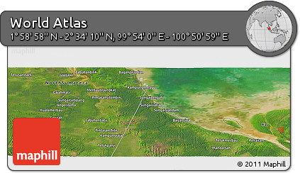 Satellite Panoramic Map of the Area around 2° 16' 34" N, 100° 22' 30" E